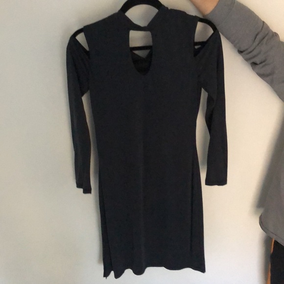 HIGH NECK LONG SLEEVE CUT OUT DRESS - Picture 1 of 5